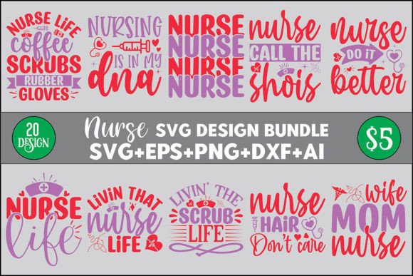 Nurse Svg Bundle for Embroidery T-Shirts