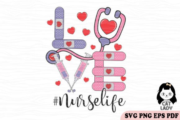 Valentine Love Nurse SVG PNG Sublimation